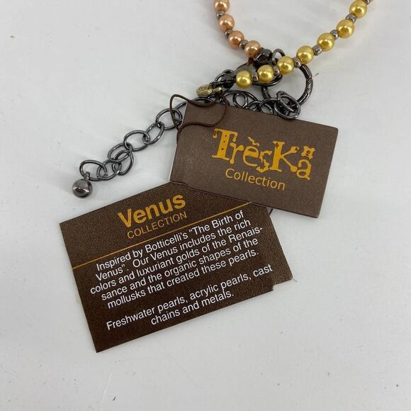 Treska Venus Collection Long Metallic Shell Beaded Necklace New - Picture 3 of 4